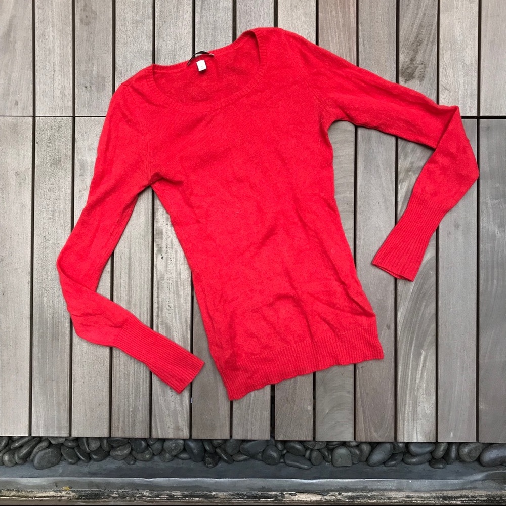 BARROW & GROVE Red Cashmere Crew Neck Sweater